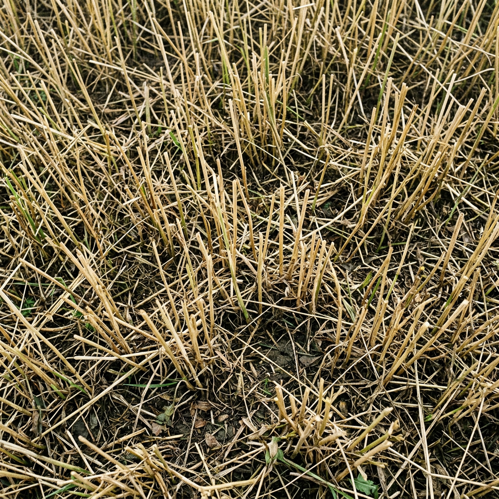 Mown mountain hay meadow, cut stems close up